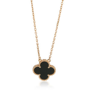 Van Cleef & Arpels Yellow Gold Onyx Vintage Alhambra Pendant